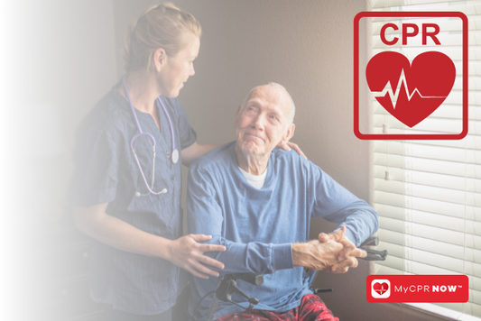 A healthcare professional with their arm around a senior citizen sitting by a window. 