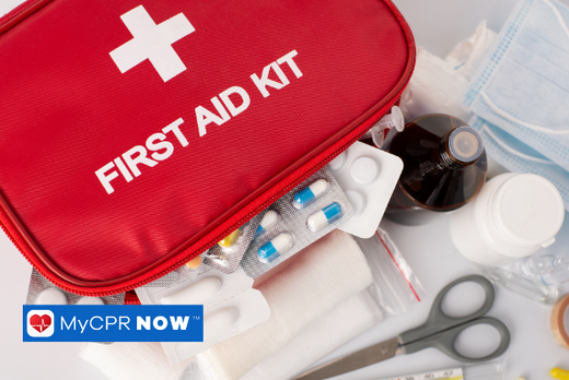 First Aid Kit laid out on a table