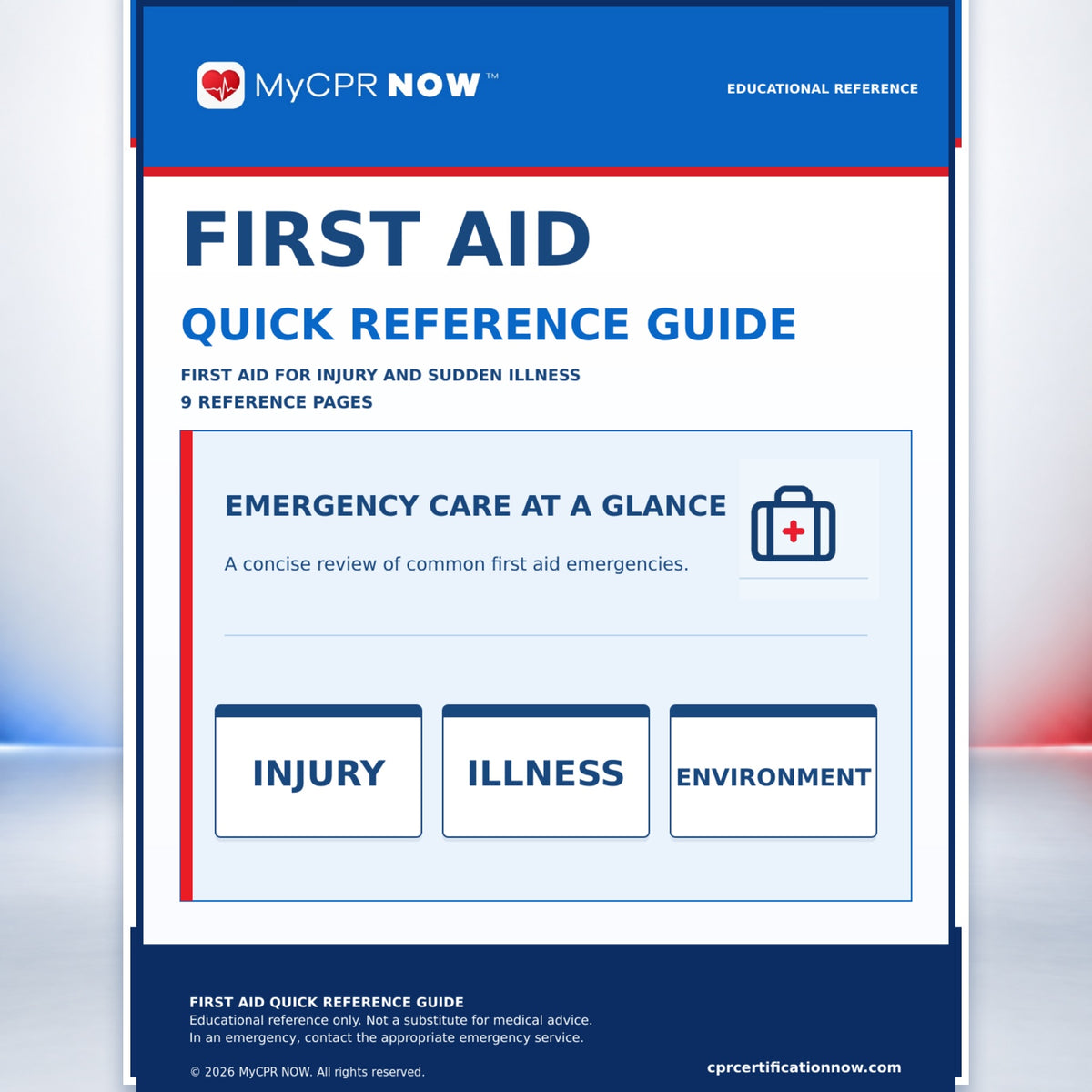 First Aid Quick Reference Guide