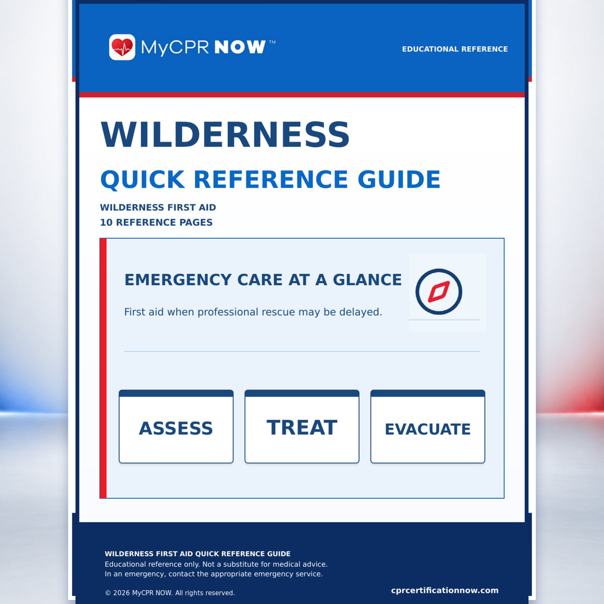 Wilderness First Aid Quick Reference Kit